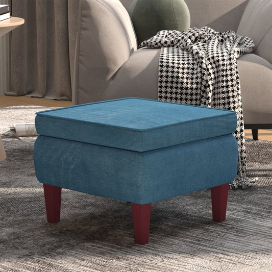 Stool Blue Velvet (100% polyester), rubber wood Compact Footrest