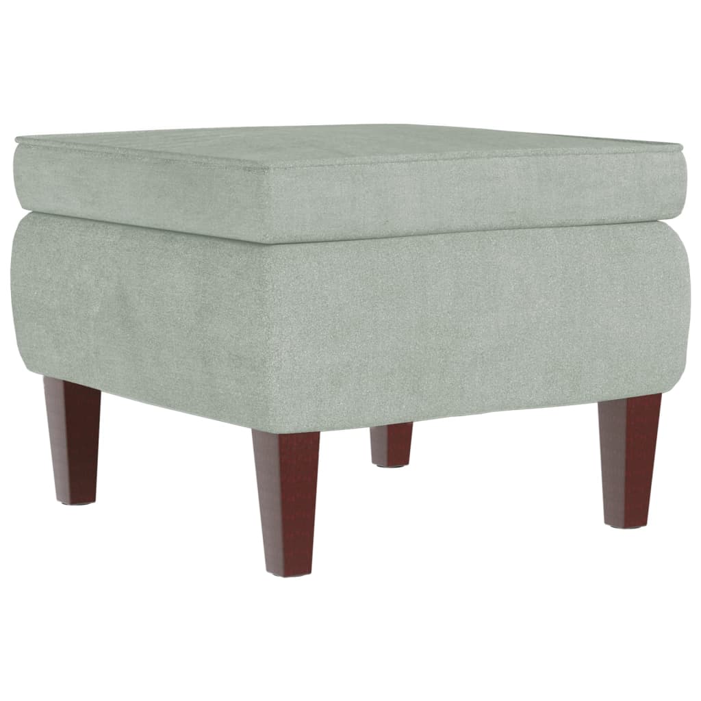 Stool Light Grey Velvet (100% polyester), rubber wood Stool