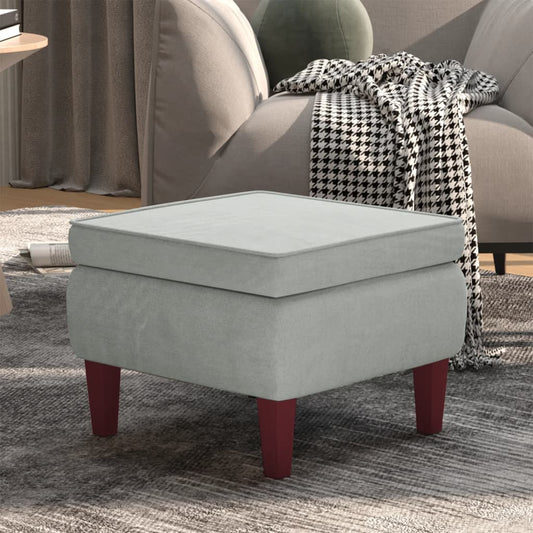 Stool Light Grey Velvet (100% polyester), rubber wood Stool