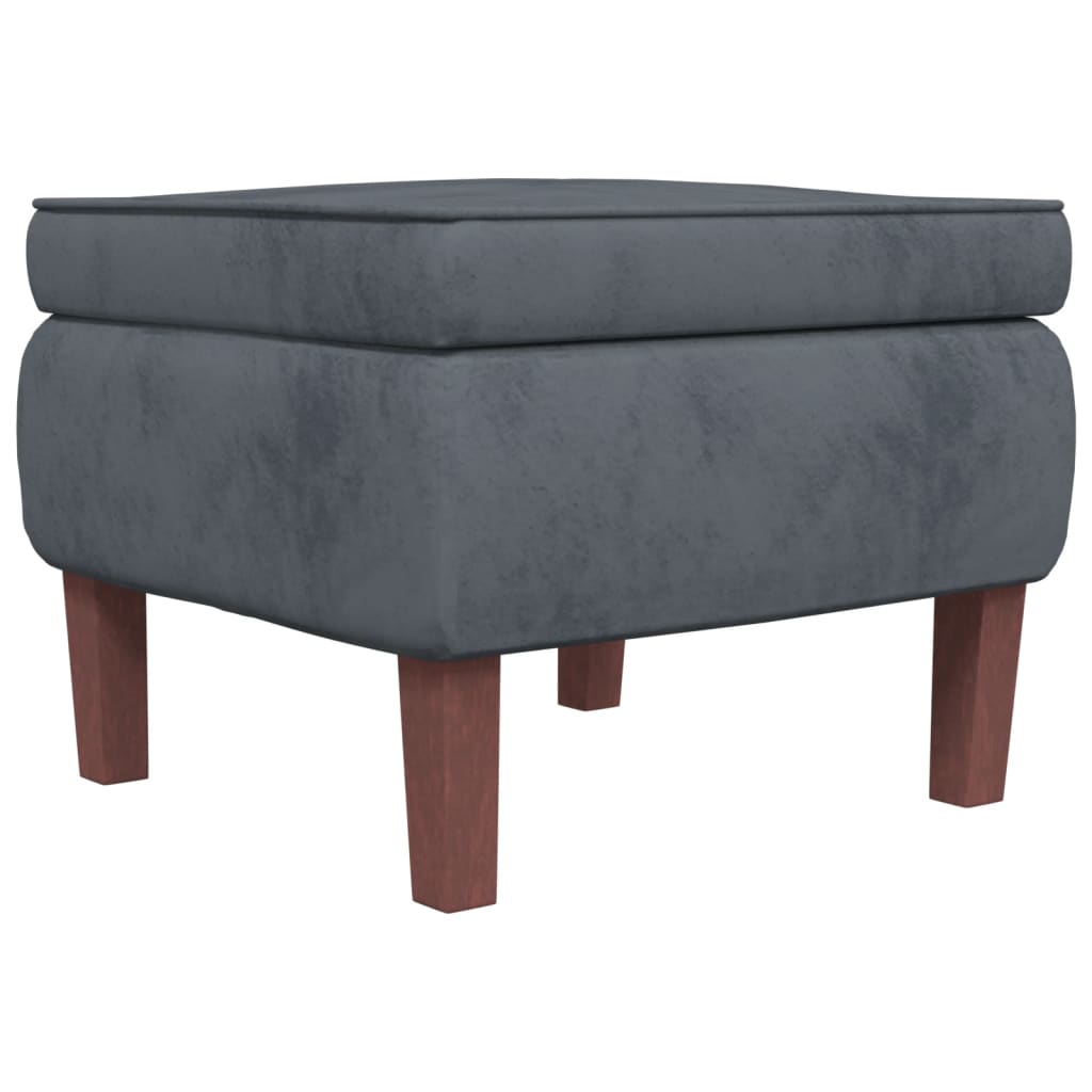 Stool Dark Grey Velvet (100% polyester), rubber wood Compact