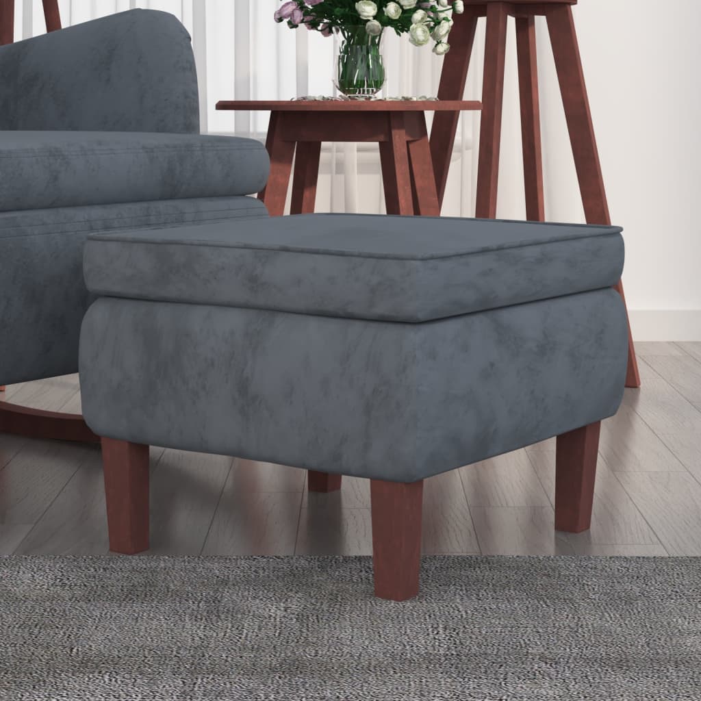 Stool Dark Grey Velvet (100% polyester), rubber wood Compact