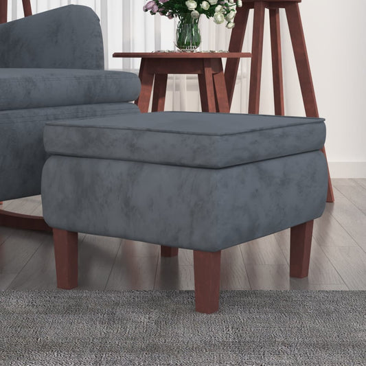 Stool Dark Grey Velvet (100% polyester), rubber wood Compact