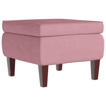 Stool Pink Velvet, Rubber Wood 20.5x20.5x16.5 in Footstool