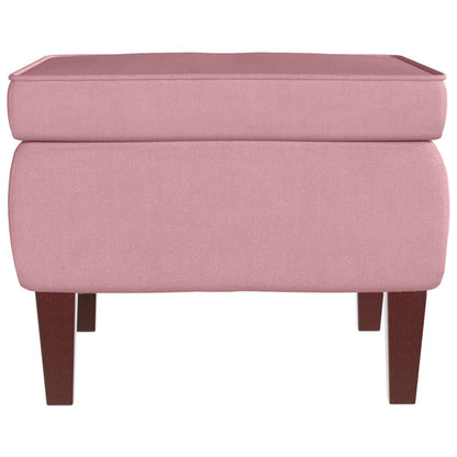 Stool Pink Velvet, Rubber Wood 20.5x20.5x16.5 in Footstool