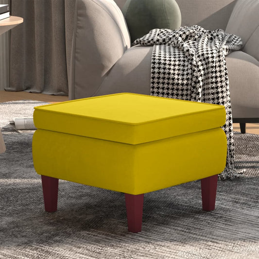 Stool Yellow Velvet (100% polyester), Rubber wood Compact
