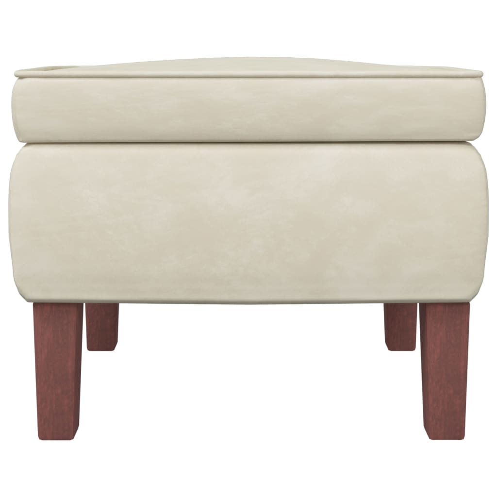 Stool Cream Velvet (100% polyester), rubber wood