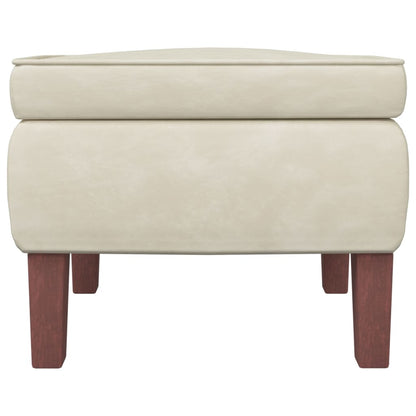 Stool Cream Velvet (100% polyester), rubber wood