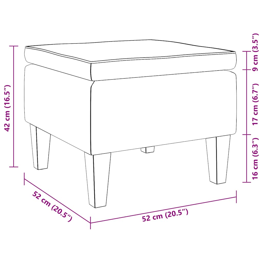 Stool Cream Velvet (100% polyester), rubber wood