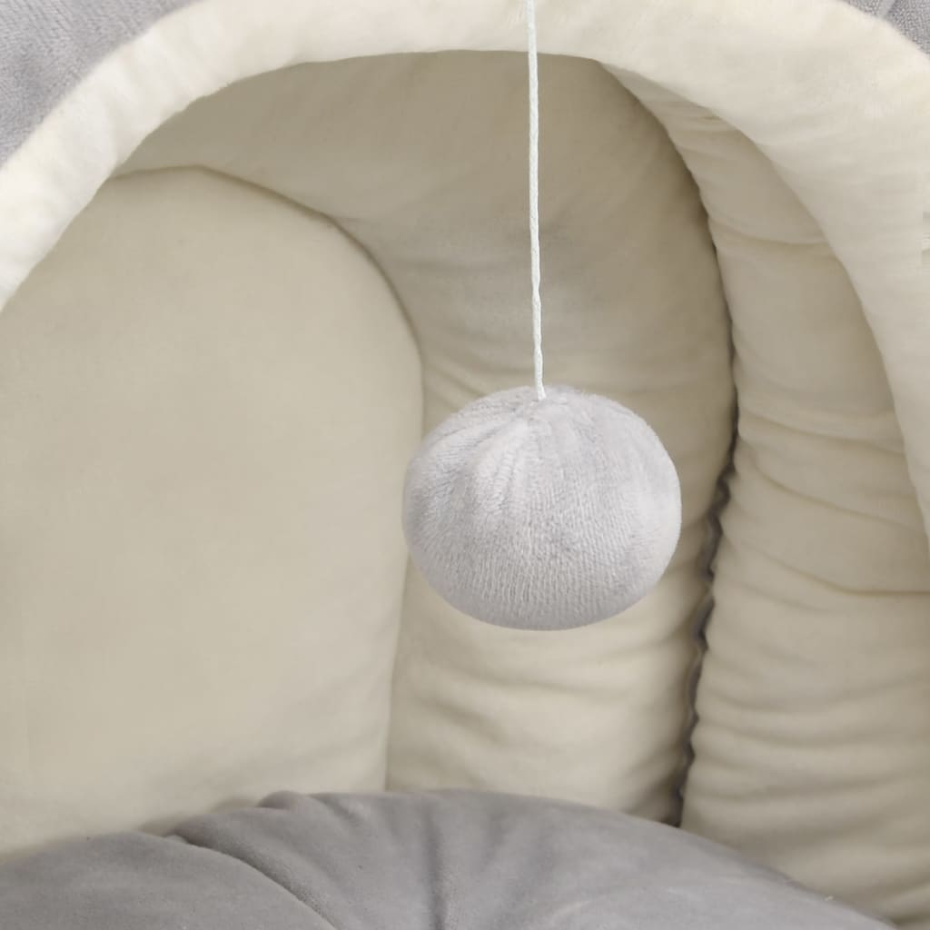 Cat Bed Grey and cream Fleece with PP cotton filling Small