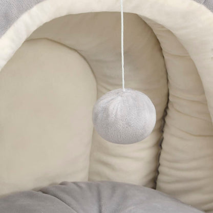 Cat Bed Grey and cream Fleece with PP cotton filling Small
