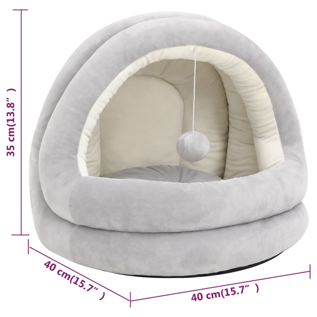 Cat Bed Grey and cream Fleece with PP cotton filling Small