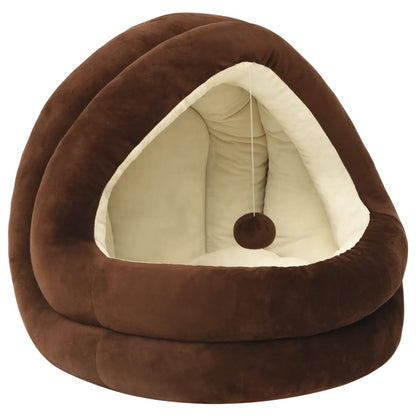 Cat Bed Brown and cream Fleece with PP cotton filling