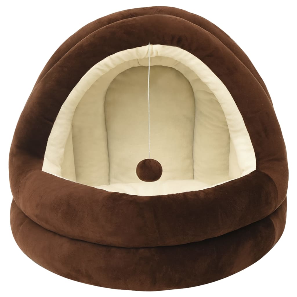 Cat Bed Brown and cream Fleece with PP cotton filling