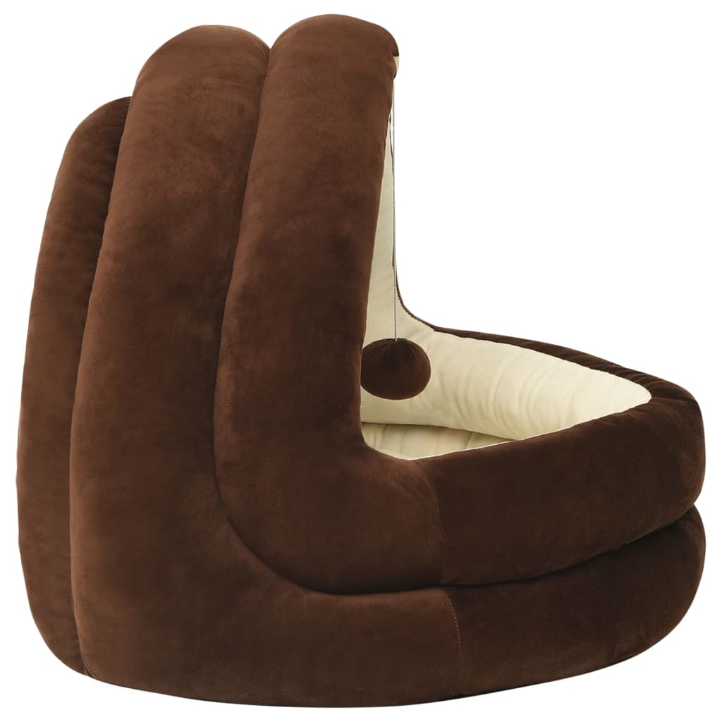 Cat Bed Brown and cream Fleece with PP cotton filling
