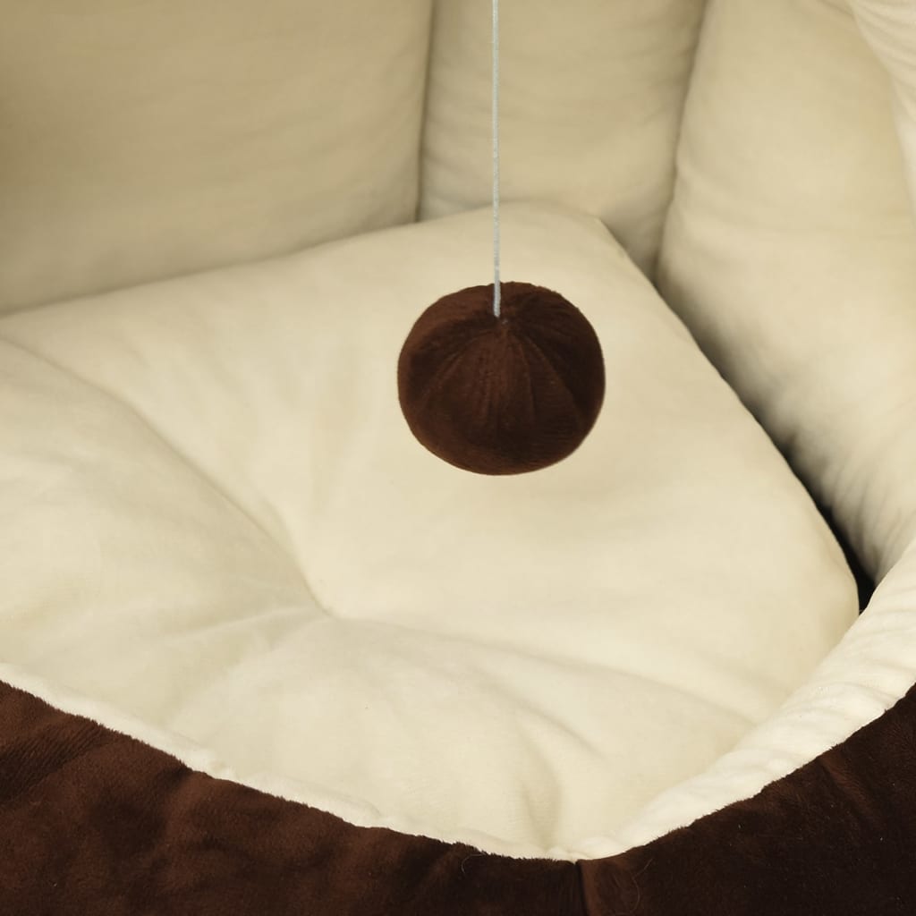 Cat Bed Brown and cream Fleece with PP cotton filling