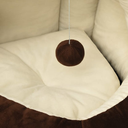 Cat Bed Brown and cream Fleece with PP cotton filling