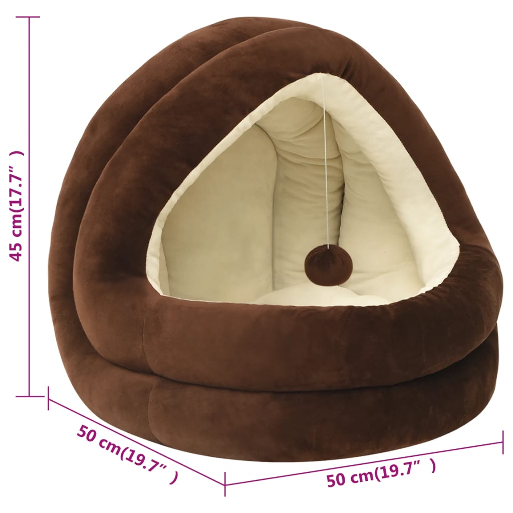 Cat Bed Brown and cream Fleece with PP cotton filling