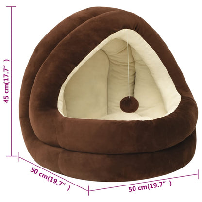 Cat Bed Brown and cream Fleece with PP cotton filling