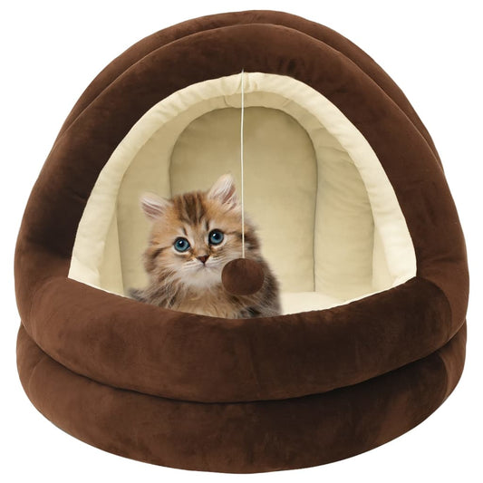 Cat Bed Brown and cream Fleece with PP cotton filling