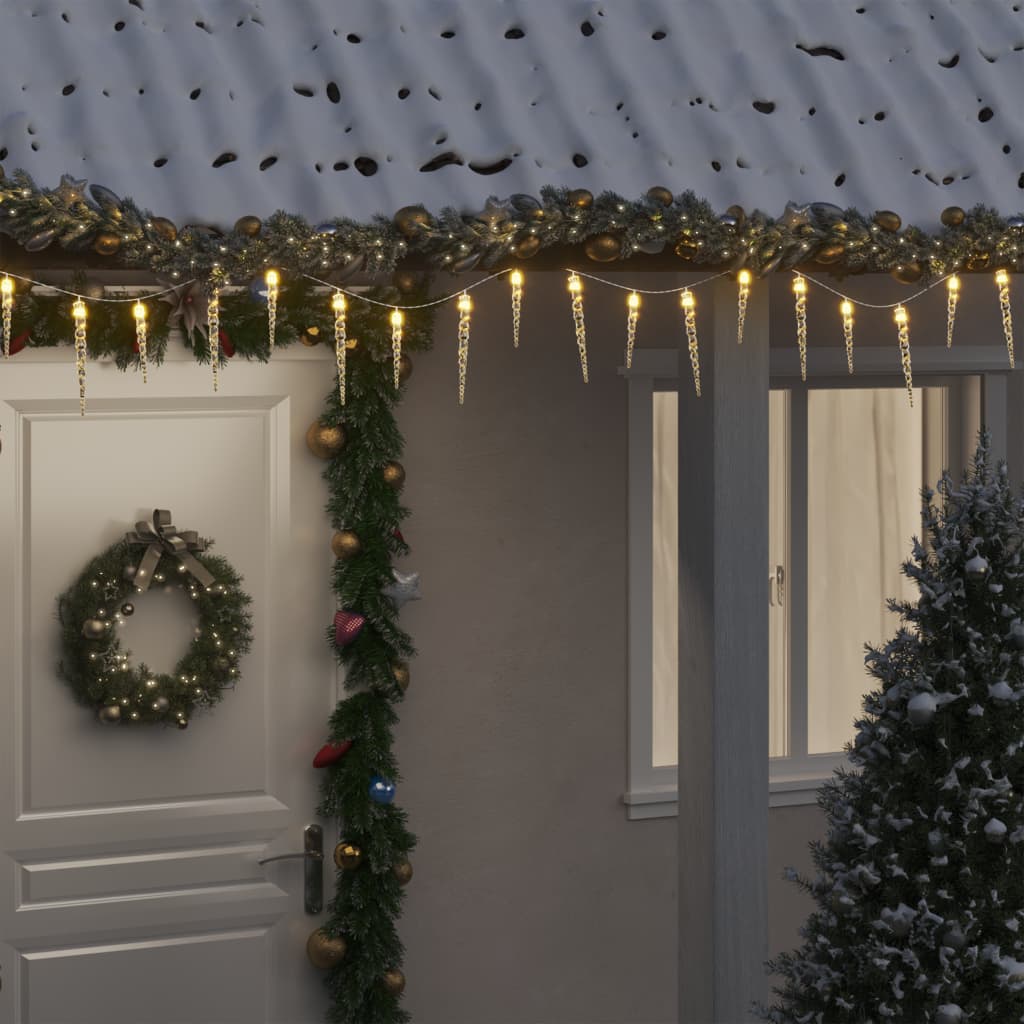Christmas Icicle Lights 100 pcs Warm White Acrylic