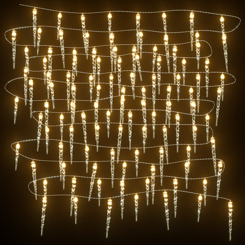 Christmas Icicle Lights 100 pcs Warm White Acrylic