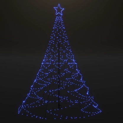 Christmas Tree with Metal Post 500 LEDs Blue 10 ft