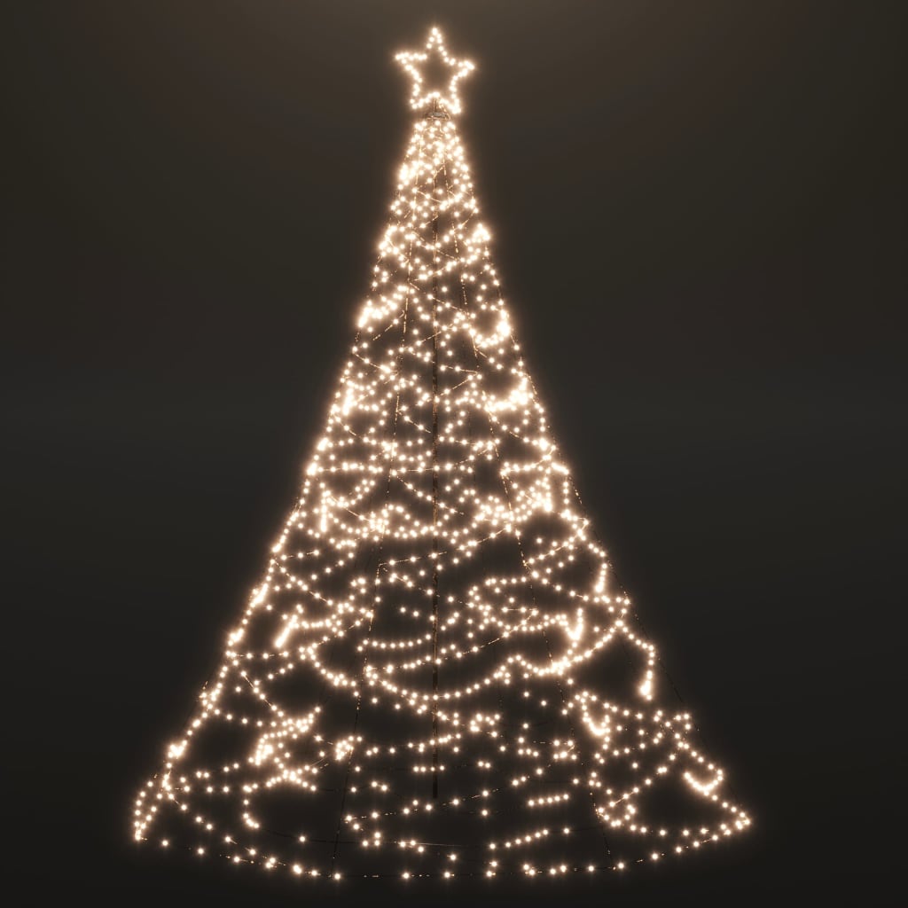 Christmas Tree with Metal Post 1400 LEDs Warm White 16 ft