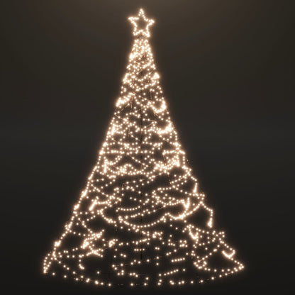 Christmas Tree with Metal Post 1400 LEDs Warm White 16 ft