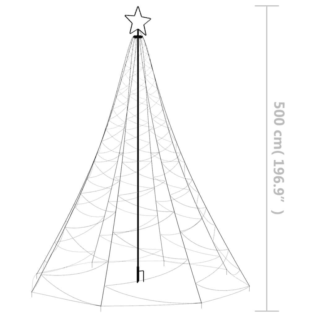 Christmas Tree with Metal Post 1400 LEDs Warm White 16 ft