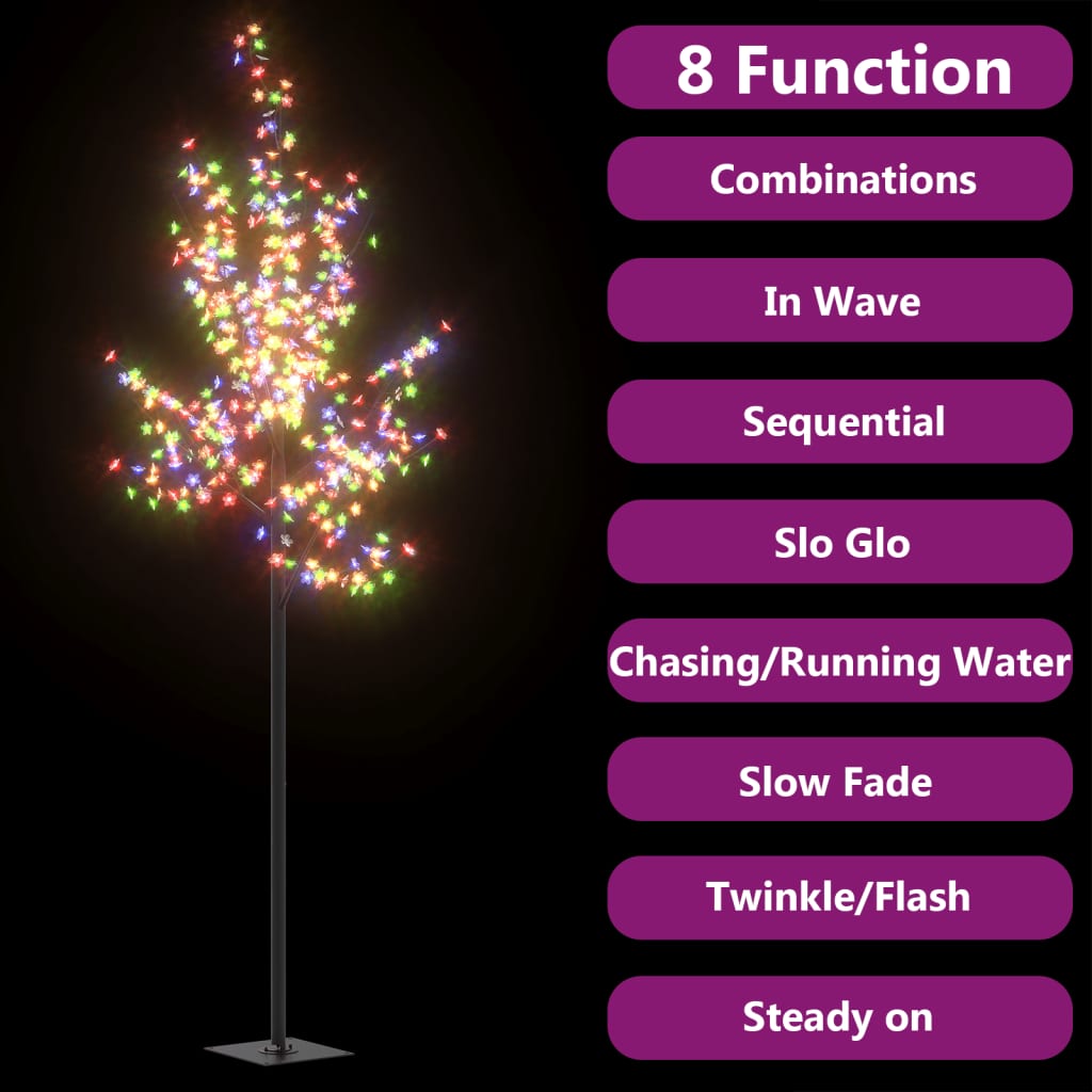 Christmas Tree 220 LEDs Colorful Light Cherry Blossom 7 ft