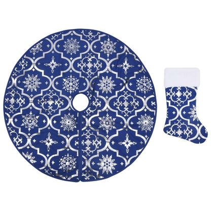 Luxury Christmas Tree Skirt with Sock Blue 5 ft Fabric