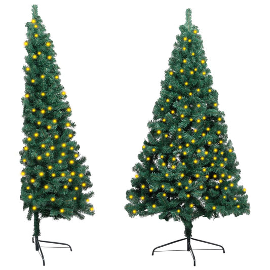 Artificial Half Christmas Tree Green PVC, steel 7 ft tall