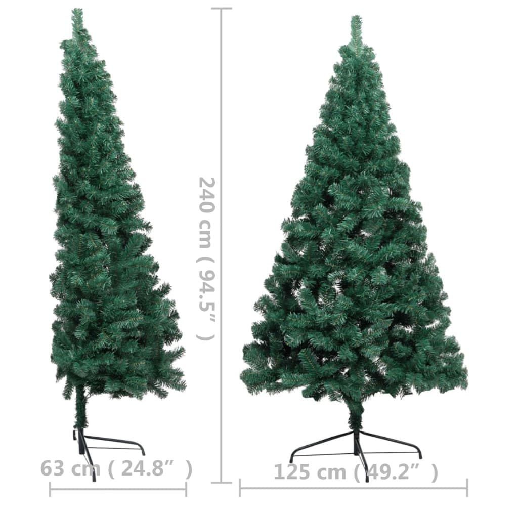 Artificial Half Christmas Tree Green PVC, steel 94.5 in tall