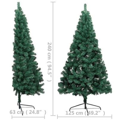 Artificial Half Christmas Tree Green PVC, steel 94.5 in tall