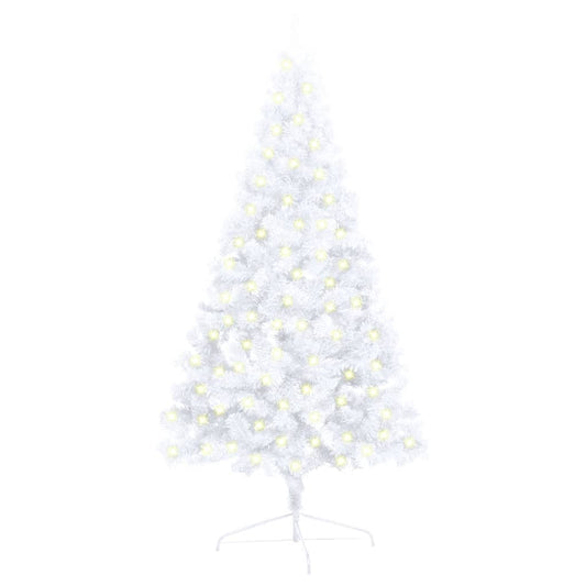 Artificial Half Pre-lit Christmas Tree with Stand White 47.2" PVC