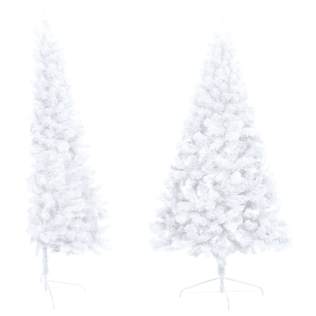 Artificial Half Pre-lit Christmas Tree with Stand White 59.1" PVC