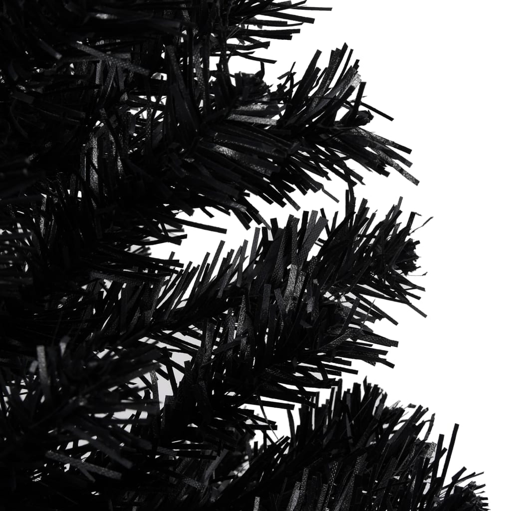 Artificial Pre-lit Christmas Tree with Stand Black 94.5" PVC