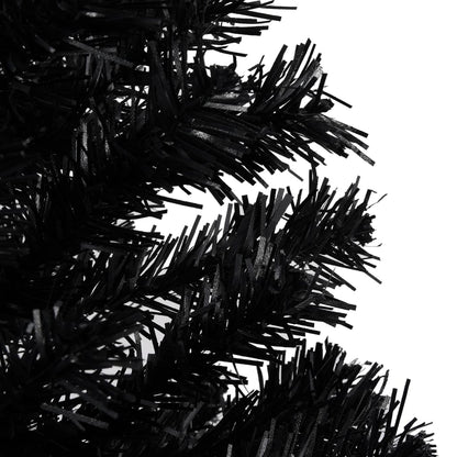 Artificial Pre-lit Christmas Tree with Stand Black 94.5" PVC