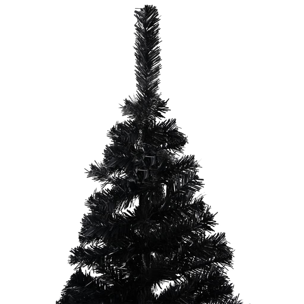 Artificial Pre-lit Christmas Tree with Stand Black 94.5" PVC
