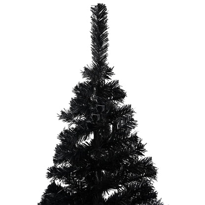Artificial Pre-lit Christmas Tree with Stand Black 94.5" PVC