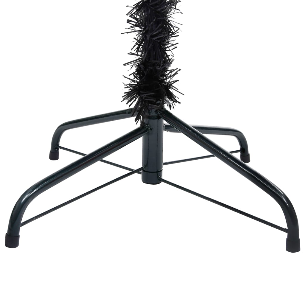 Artificial Pre-lit Christmas Tree with Stand Black 94.5" PVC
