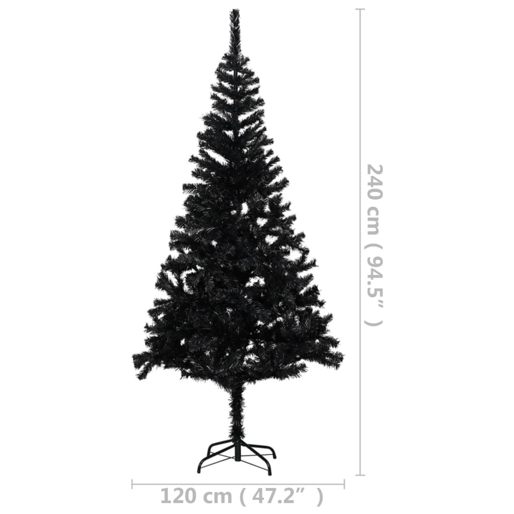 Artificial Pre-lit Christmas Tree with Stand Black 94.5" PVC