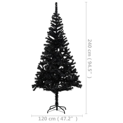 Artificial Pre-lit Christmas Tree with Stand Black 94.5" PVC