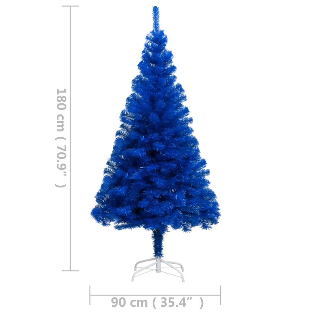Artificial Pre-lit Christmas Tree with Stand Blue 70.9" PVC