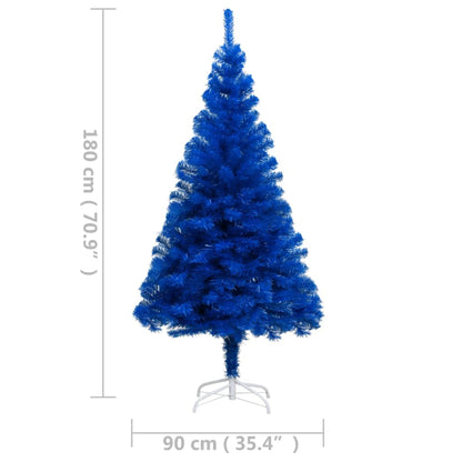 Artificial Pre-lit Christmas Tree with Stand Blue 70.9" PVC