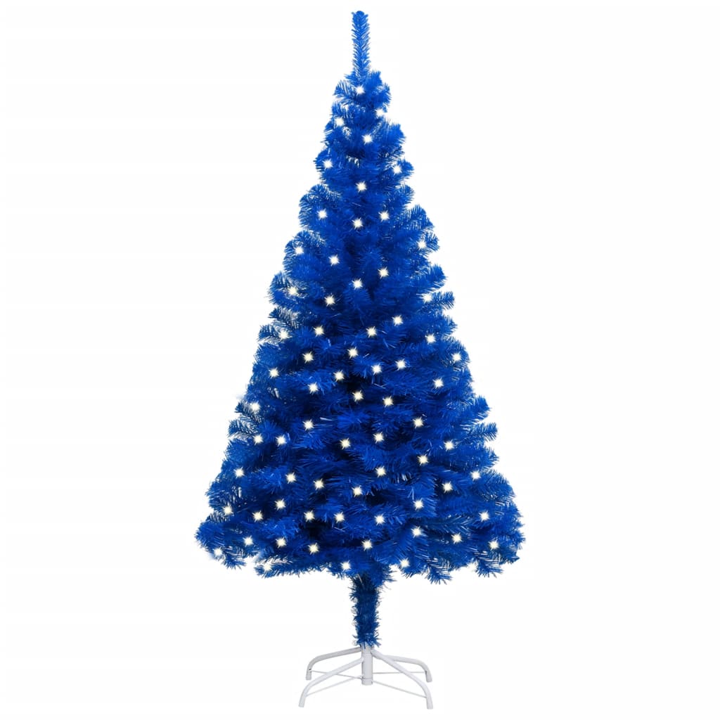 Artificial Pre-lit Christmas Tree with Stand Blue 94.5" PVC