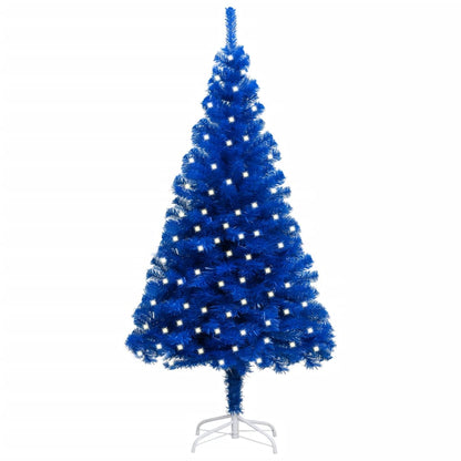 Artificial Pre-lit Christmas Tree with Stand Blue 94.5" PVC