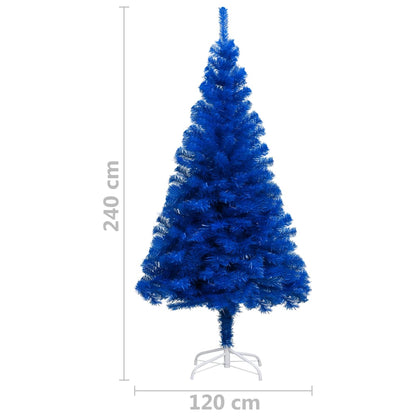 Artificial Pre-lit Christmas Tree with Stand Blue 94.5" PVC
