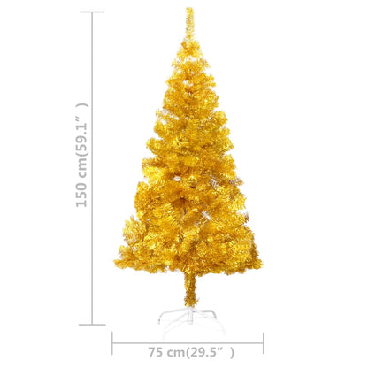 Artificial Pre-lit Christmas Tree with Stand Gold 59.1" PET