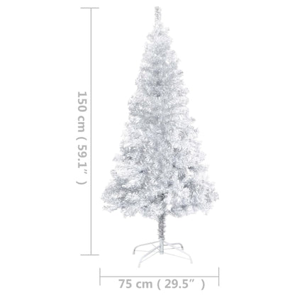 Artificial Pre-lit Christmas Tree with Stand Silver 59.1" PET